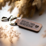 Lederen sleutelhanger drive safe i need you here with me