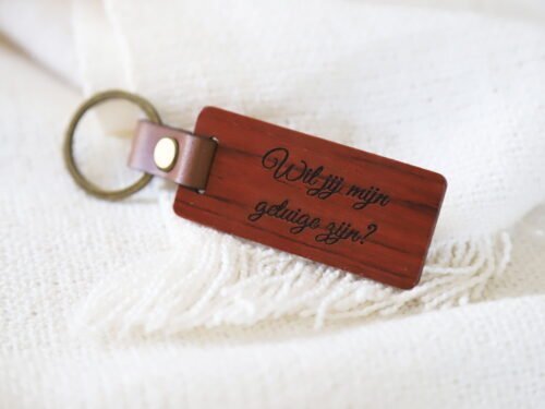 Houten sleutelhanger - Wil je mijn getuige zijn?