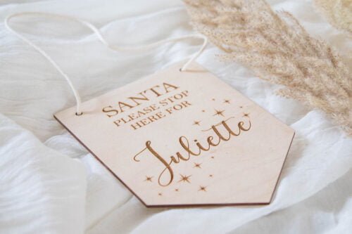 Gepersonaliseerd houten kerstbord met naam