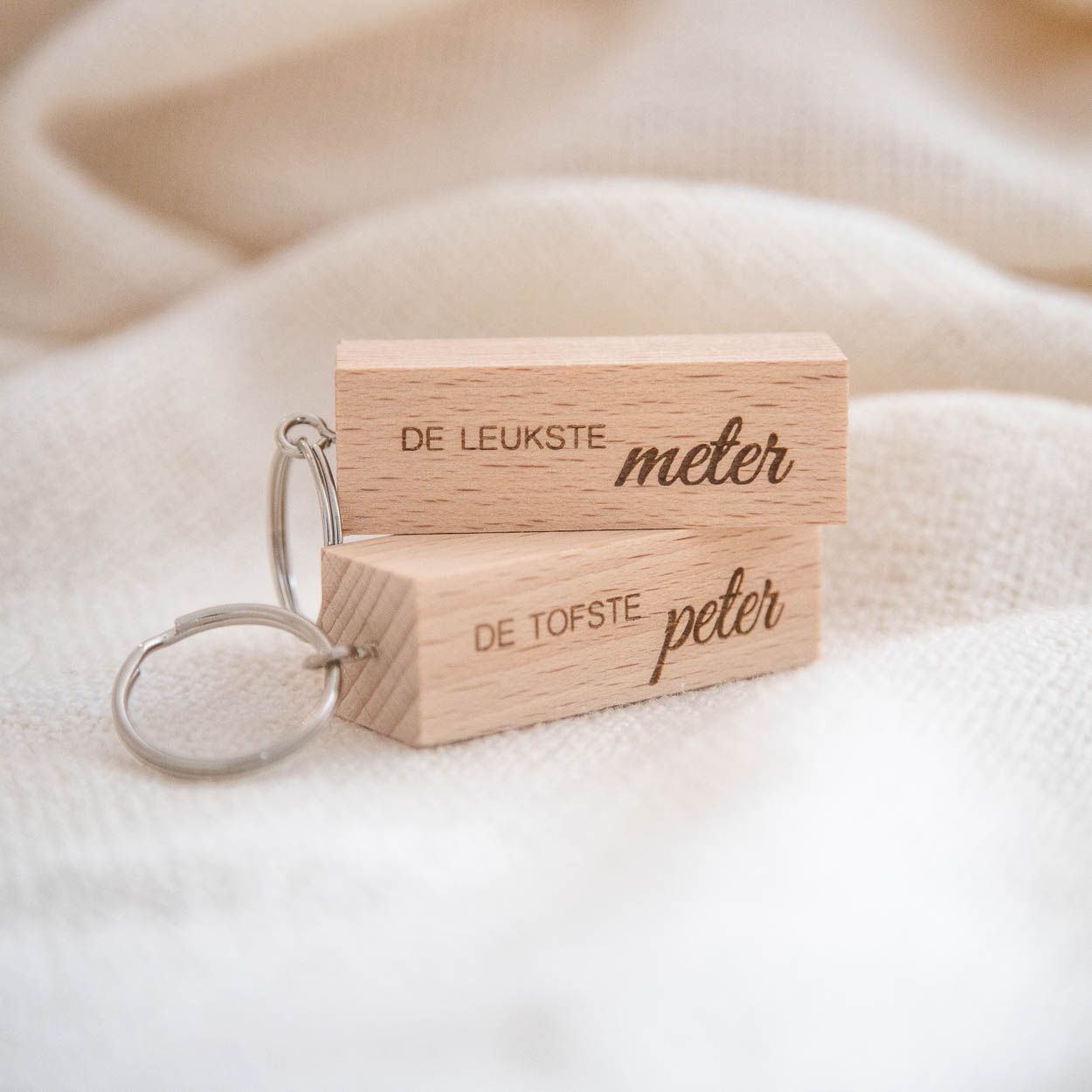 Houten sleutelhanger meter